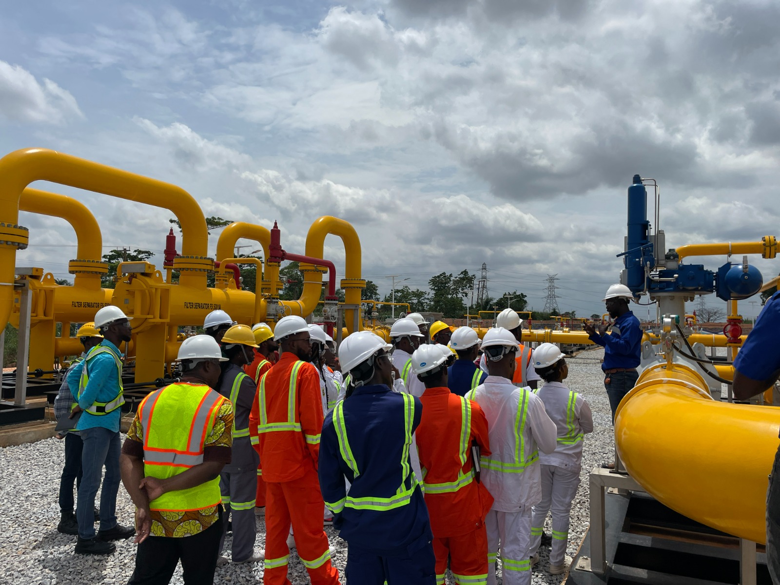 Students at undergoing a guided tour of Genser Energy Ghana Limited Anwomaso Branch and Meeting Station